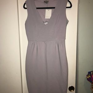lavender midi dress with lace back detail